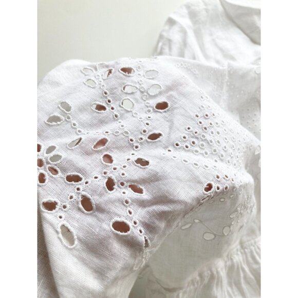 LA VIE By REBECCA TAYLOR Sarcelle White Linen Eyelet Embroidered Dress, Size S - Picture 13 of 16